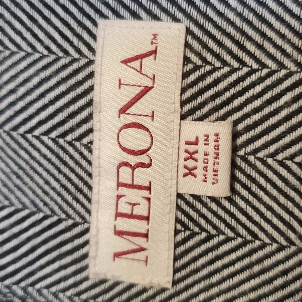 Merona Herringbone Black & White Quilted Vest Size XXL - Picture 5 of 8